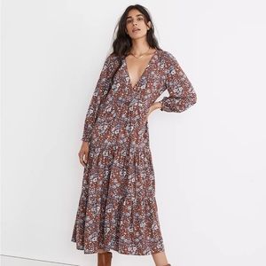 NWT Madewell wrap midi dress in woodland floral